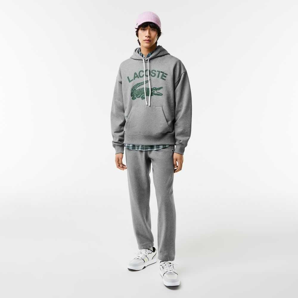 Lacoste Loose Fit Crocodile Encapuchado Gris | 5438-OHFSP