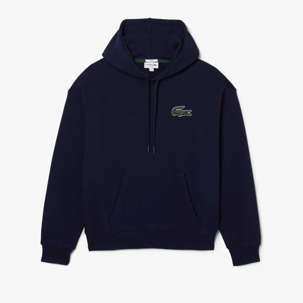 Lacoste Loose Fit Encapuchado Organic Algodon Sweatshirt Azul Marino Azules | 6172-SVDGJ