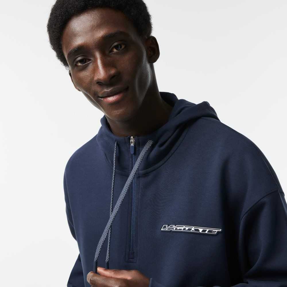 Lacoste Loose Fit Hoodie Azules | 2498-RPOFK