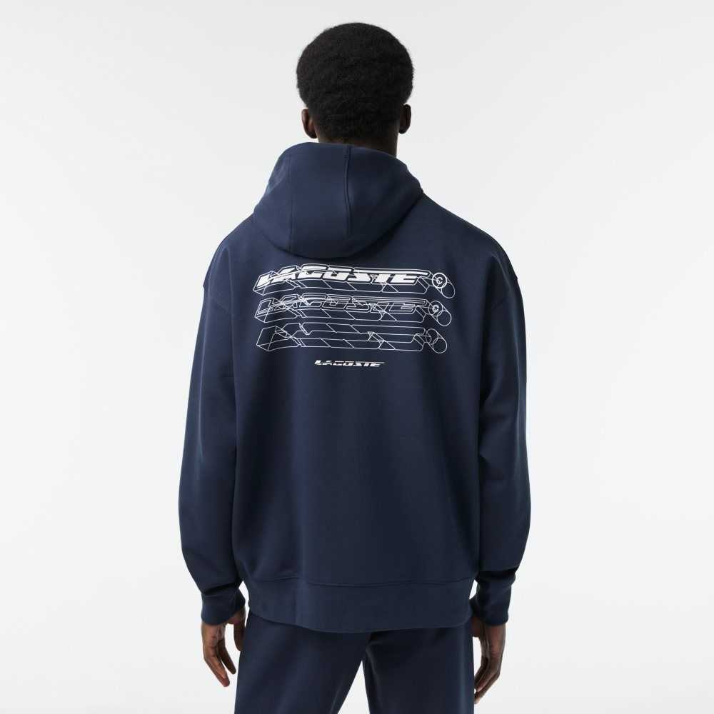 Lacoste Loose Fit Hoodie Azules | 2498-RPOFK