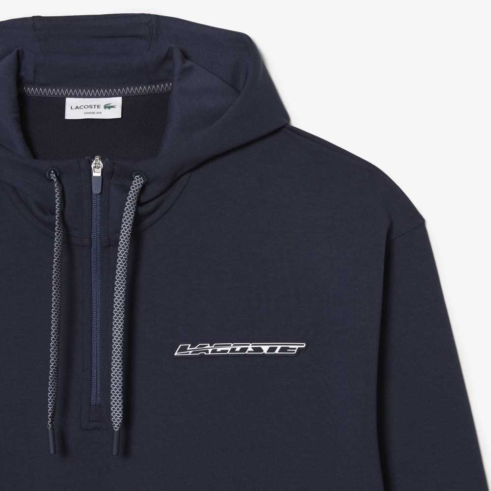 Lacoste Loose Fit Hoodie Azules | 2498-RPOFK