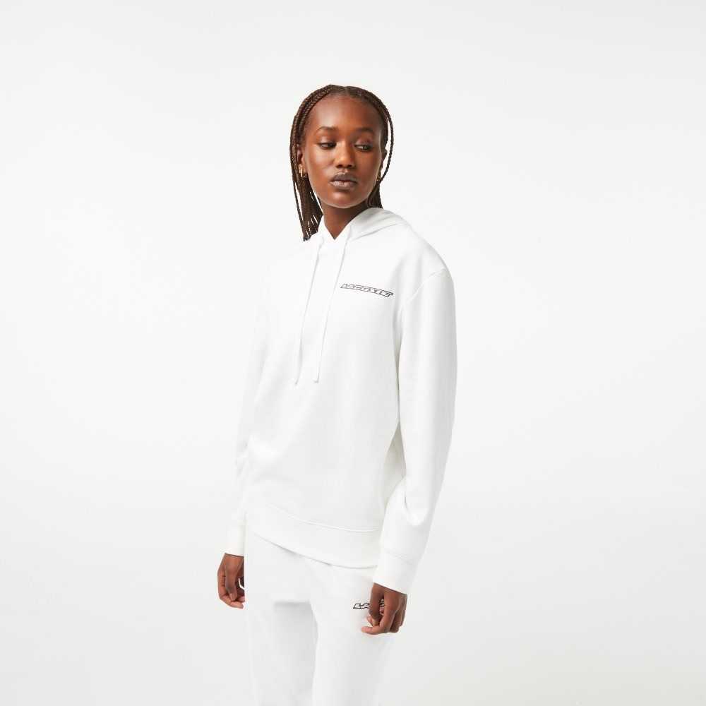 Lacoste Loose Fit Hoodie with Contrast Branding Blancas | 9701-CBIPV