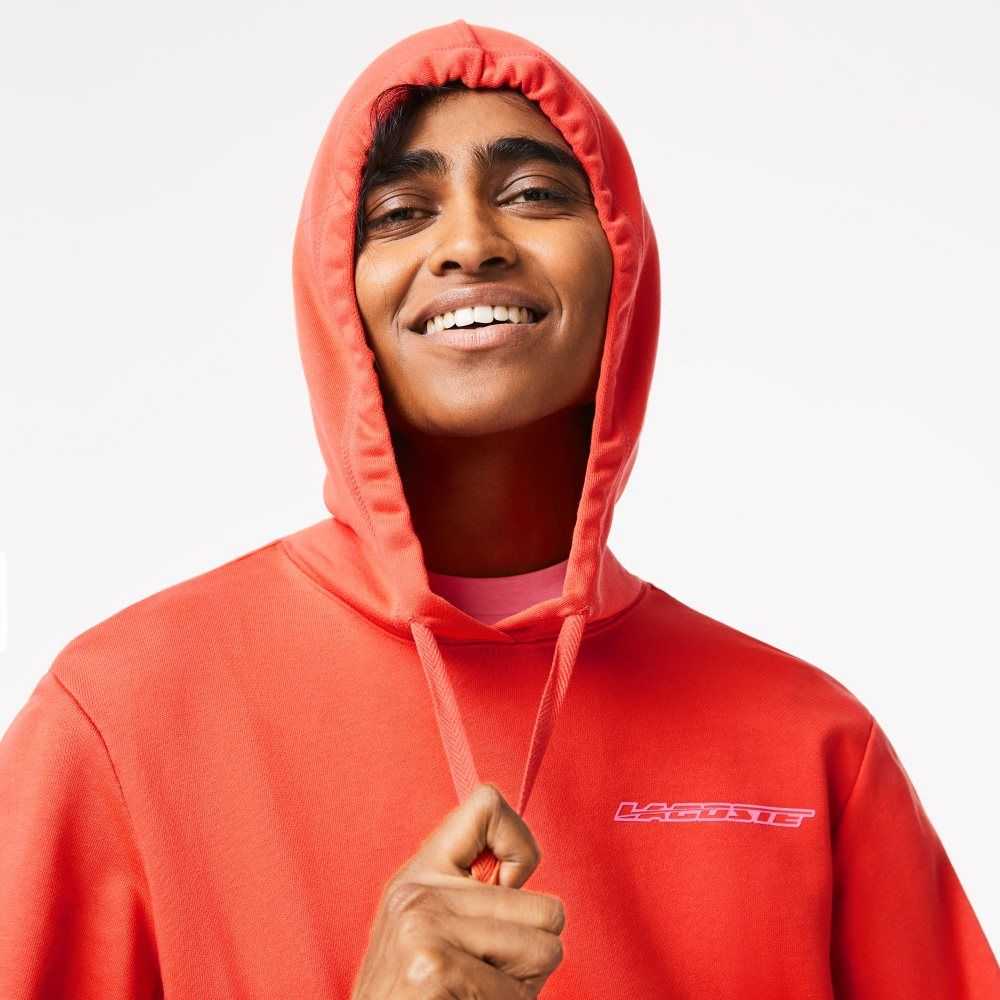 Lacoste Loose Fit Hoodie with Contrast Branding Naranjas | 9736-MTDVL