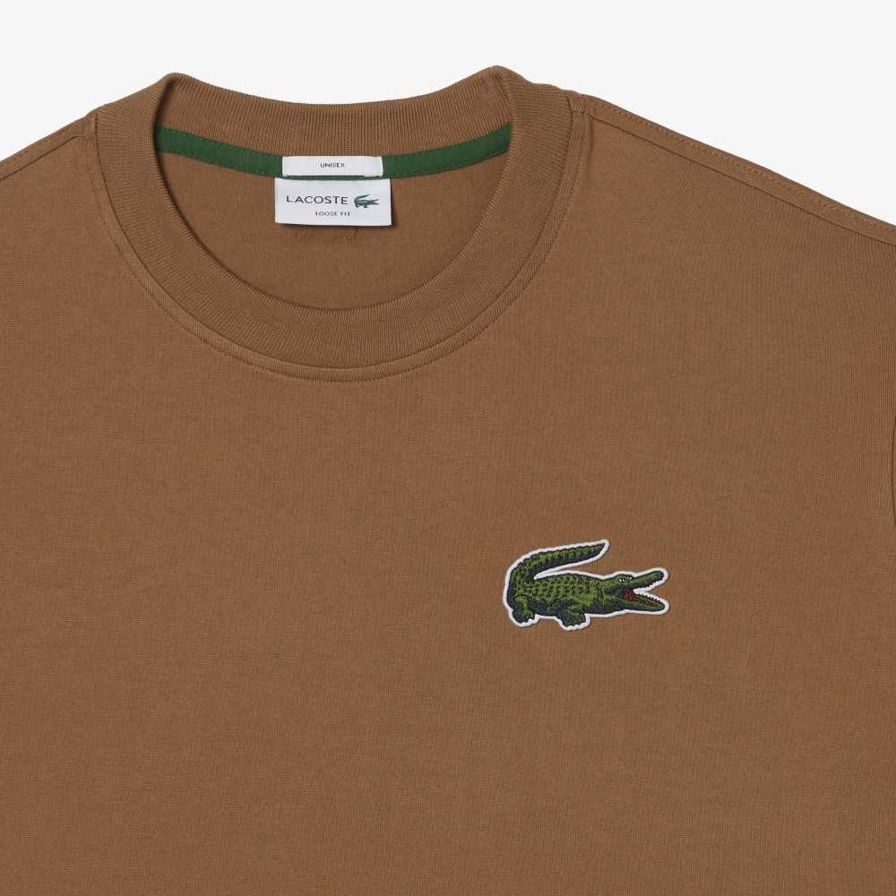 Lacoste Loose Fit Large Crocodile Organic Algodon Marrones Claro | 5793-YWDXJ