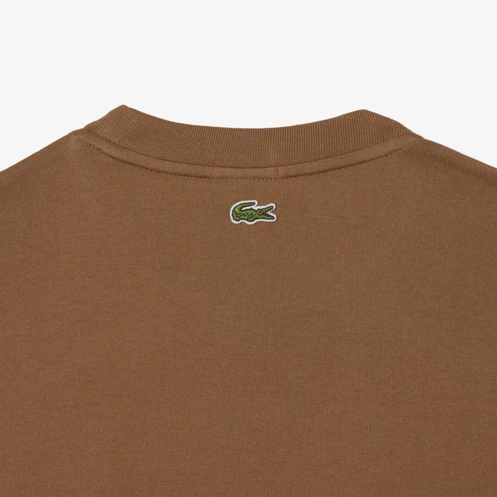 Lacoste Loose Fit Large Crocodile Organic Algodon Marrones Claro | 5793-YWDXJ