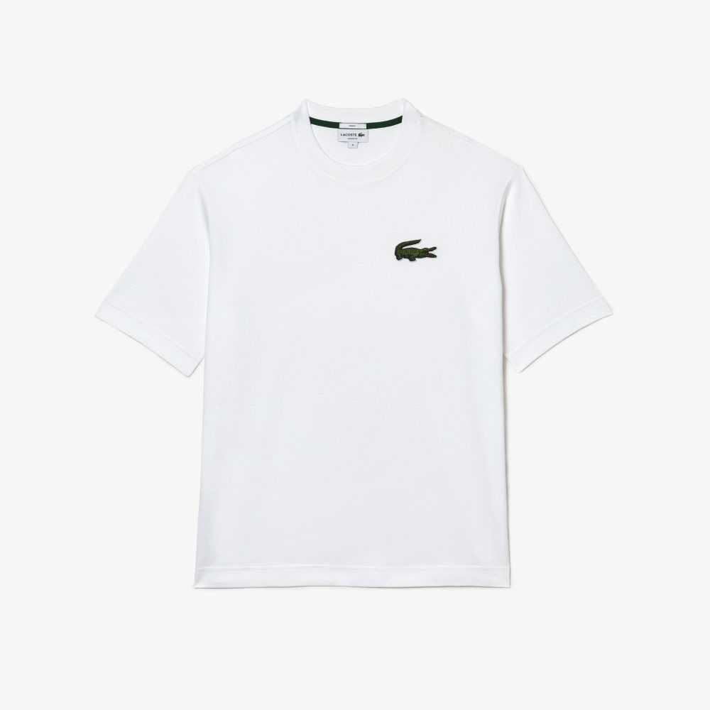 Lacoste Loose Fit Large Crocodile Organic Algodon Blancas | 6028-RFSCP