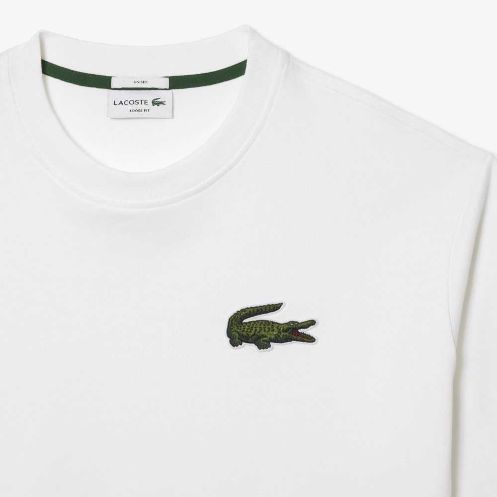 Lacoste Loose Fit Large Crocodile Organic Algodon Blancas | 6028-RFSCP