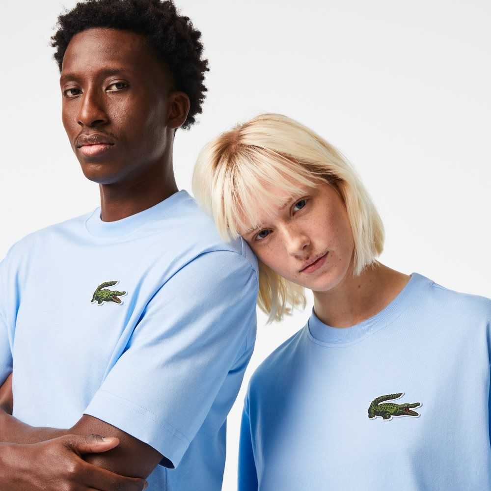 Lacoste Loose Fit Large Crocodile Organic Algodon Azules | 9715-XWRKI