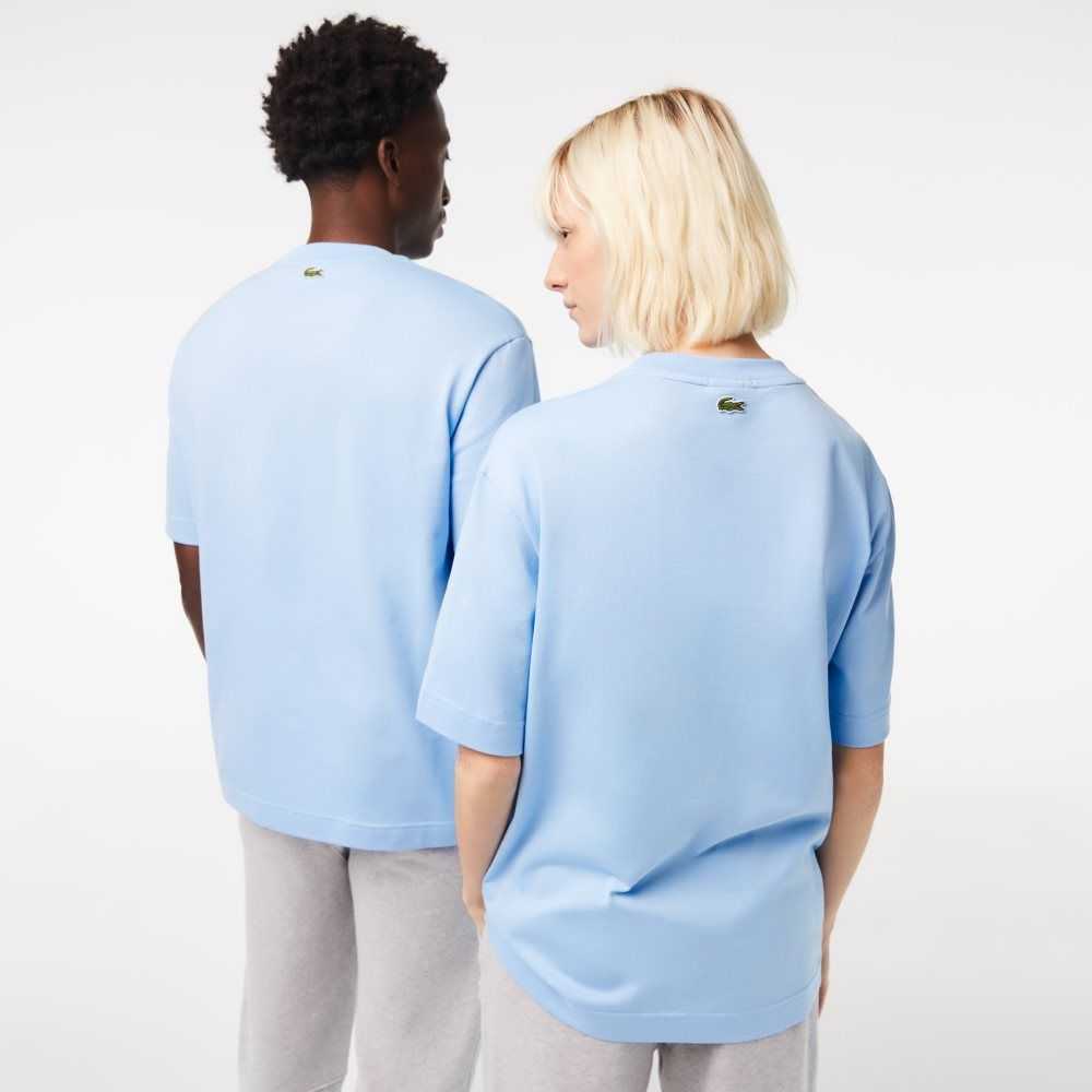 Lacoste Loose Fit Large Crocodile Organic Algodon Azules | 9715-XWRKI