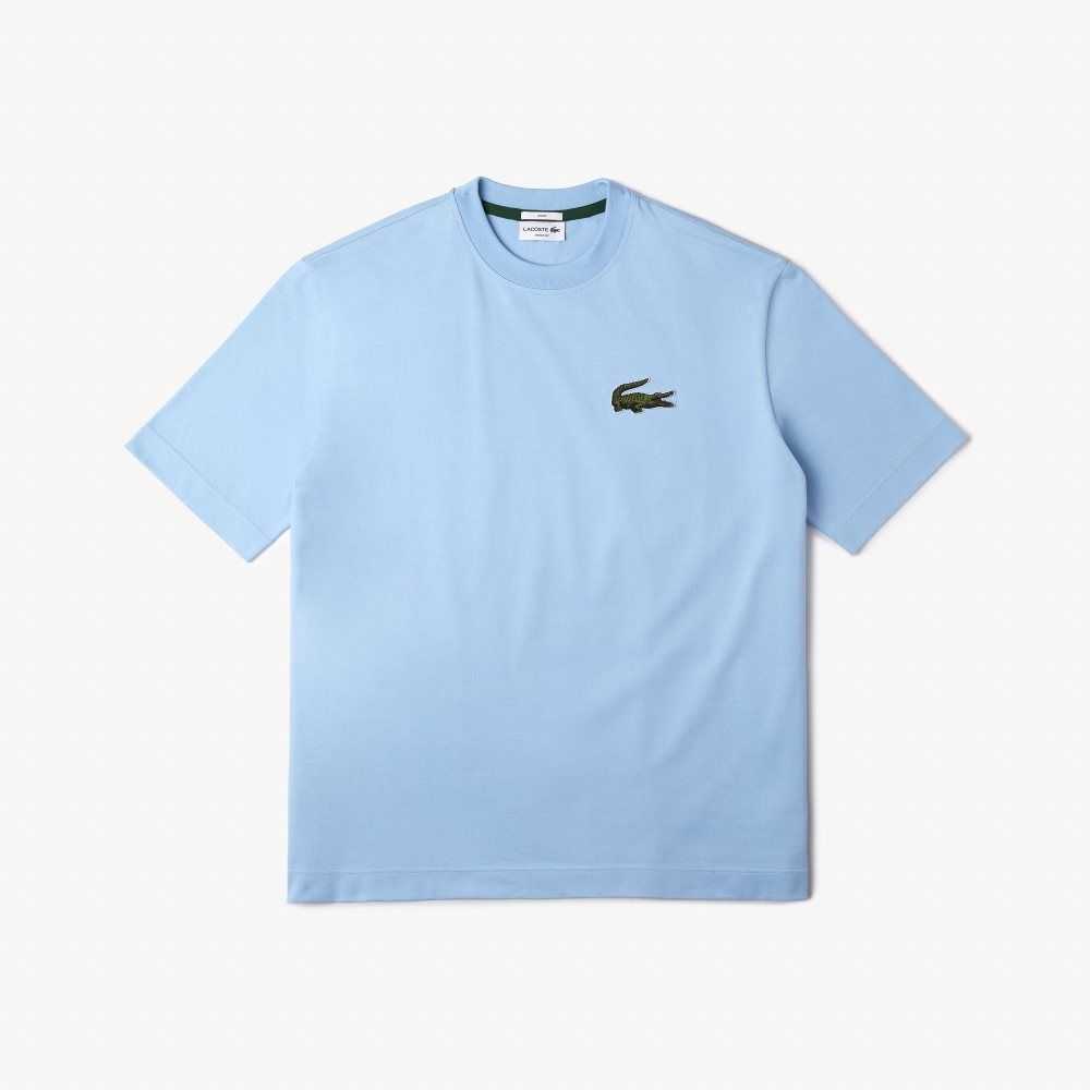 Lacoste Loose Fit Large Crocodile Organic Algodon Azules | 9715-XWRKI