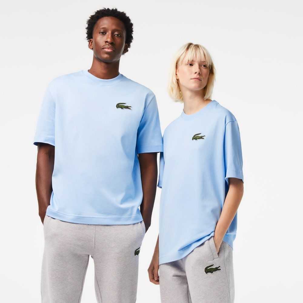 Lacoste Loose Fit Large Crocodile Organic Algodon Azules | 9715-XWRKI