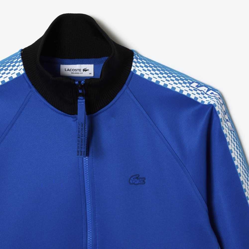 Lacoste Loose Fit Logo Stripe Zipped Azules Negras | 1586-IDQCN