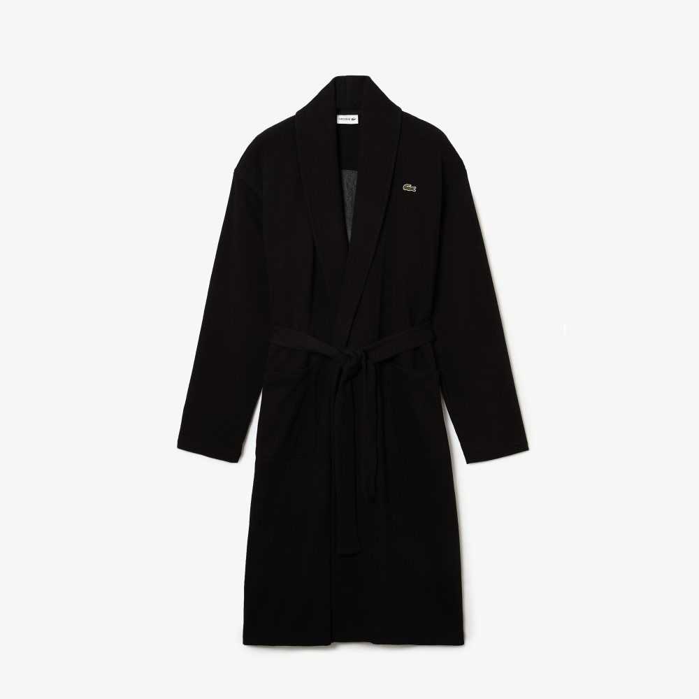 Lacoste Loose Fit Long Textured Algodon Knit Bathrobe Negras | 4530-AZQIV