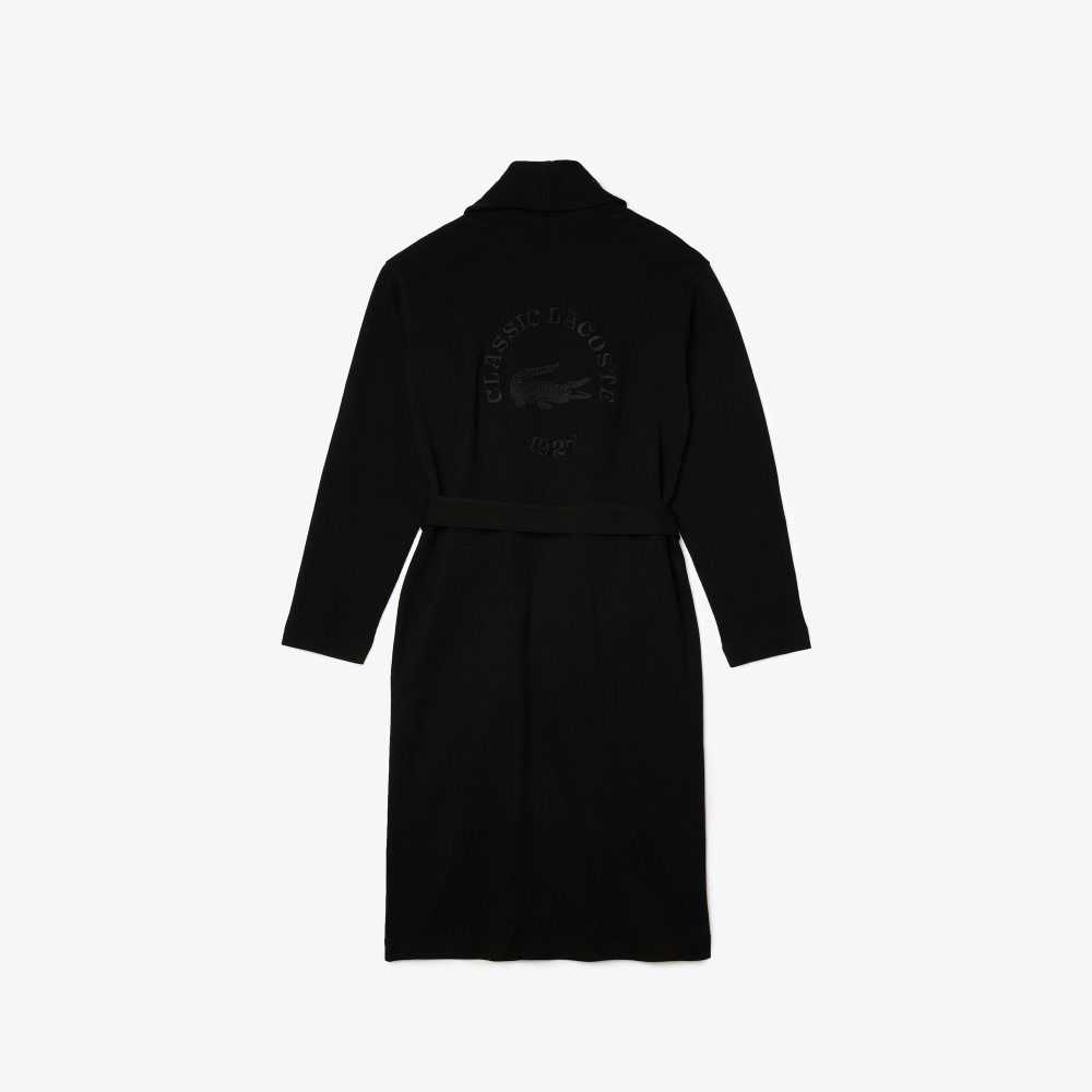 Lacoste Loose Fit Long Textured Algodon Knit Bathrobe Negras | 4530-AZQIV