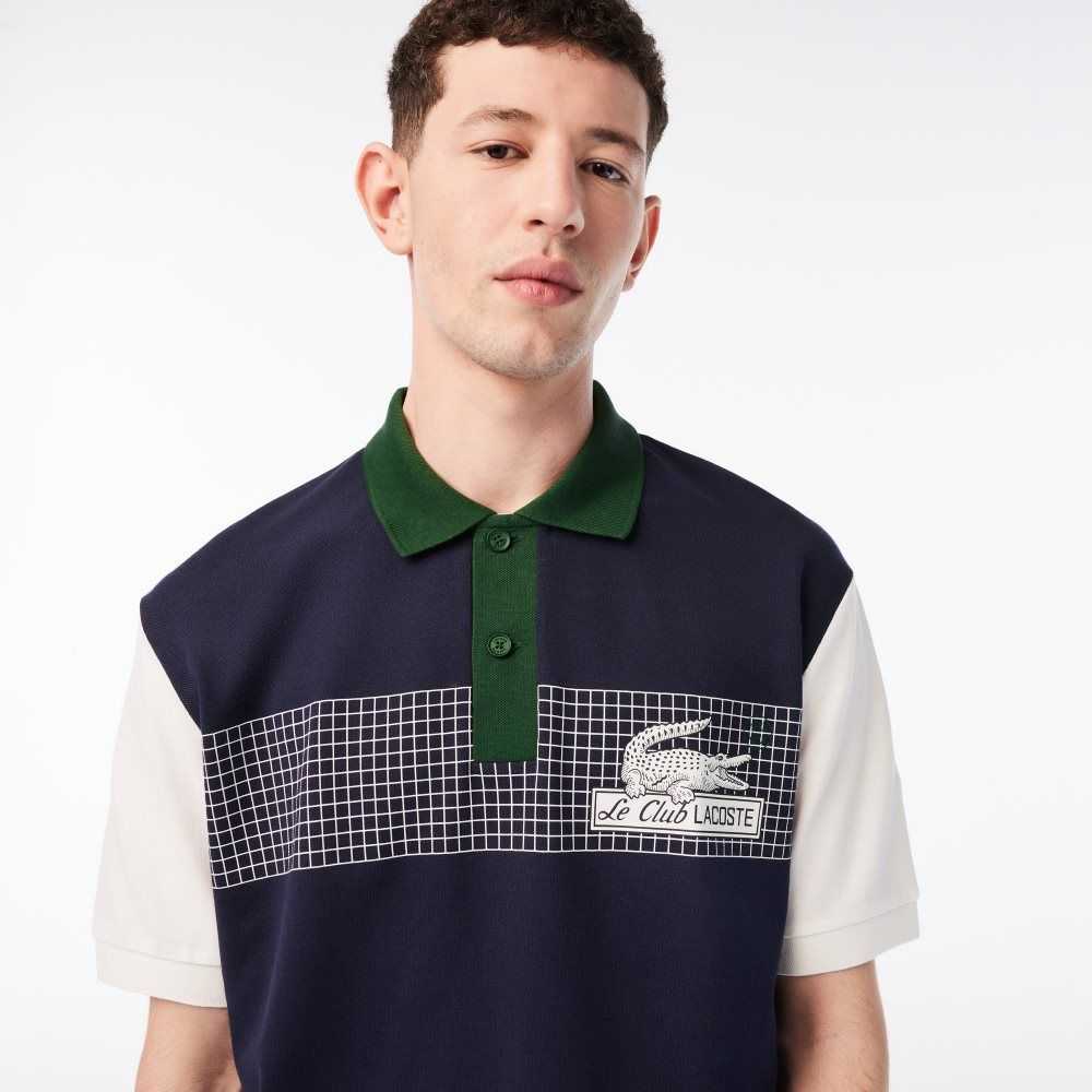 Lacoste Loose Fit Organic Algodon Azul Marino Azules Blancas Verde | 6217-MOZSF