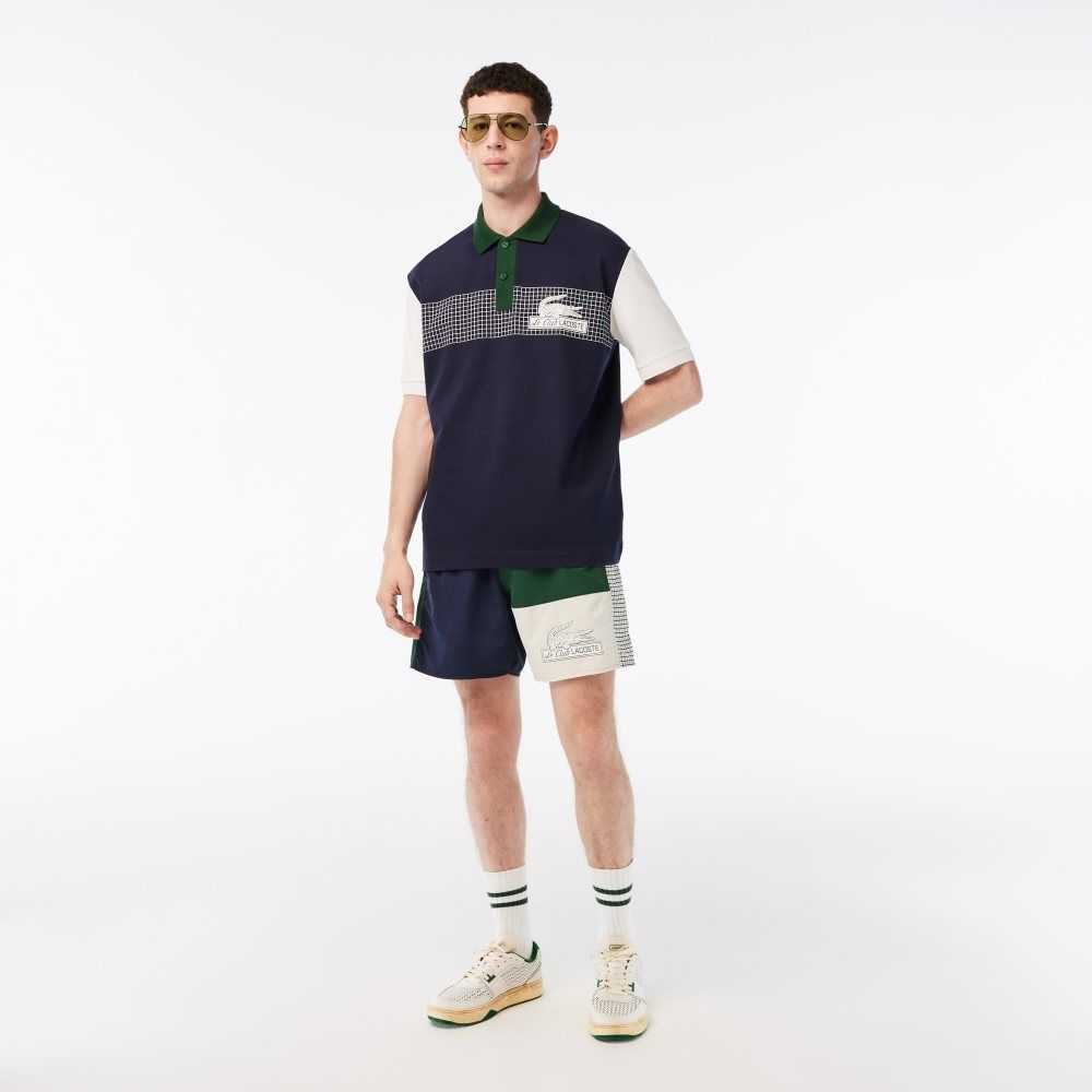 Lacoste Loose Fit Organic Algodon Azul Marino Azules Blancas Verde | 6217-MOZSF