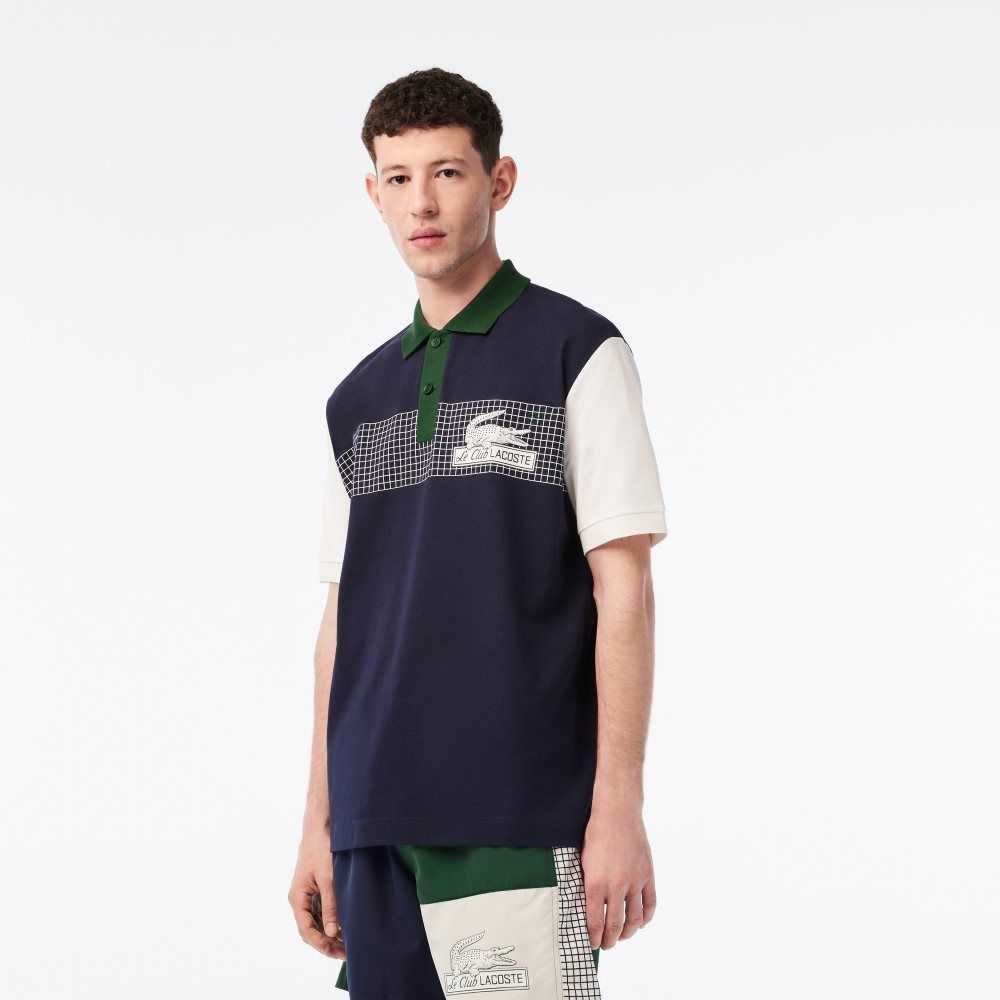 Lacoste Loose Fit Organic Algodon Azul Marino Azules Blancas Verde | 6217-MOZSF