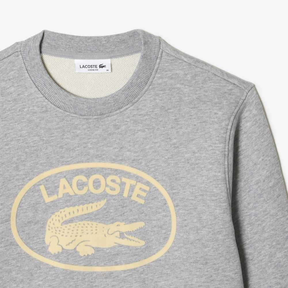 Lacoste Loose Fit Organic Algodon Fleece Gris | 9265-ZJCQB