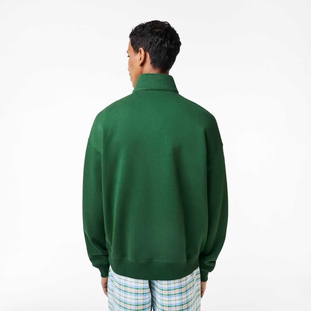 Lacoste Loose Fit Organic Algodon Half Zip Sweatshirt Verde | 4028-VMDRQ