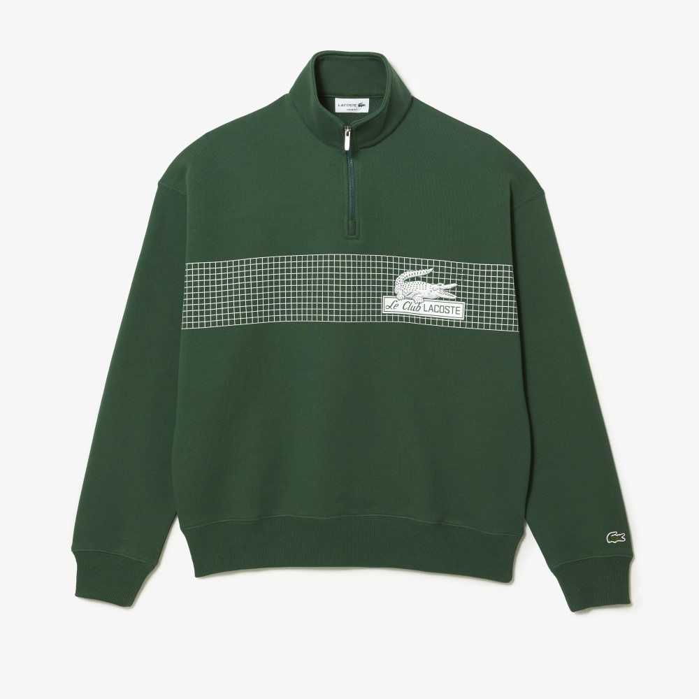 Lacoste Loose Fit Organic Algodon Half Zip Sweatshirt Verde | 4028-VMDRQ