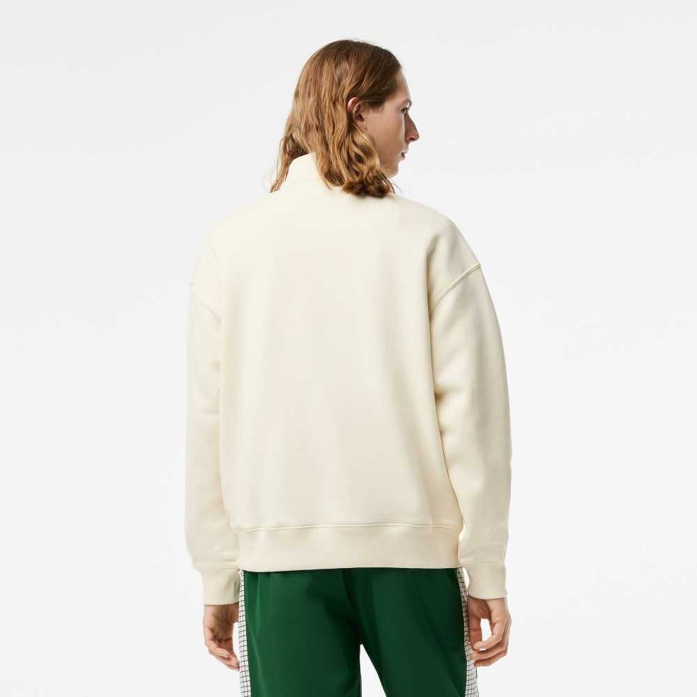 Lacoste Loose Fit Organic Algodon Half Zip Blancas | 6982-XLJKW