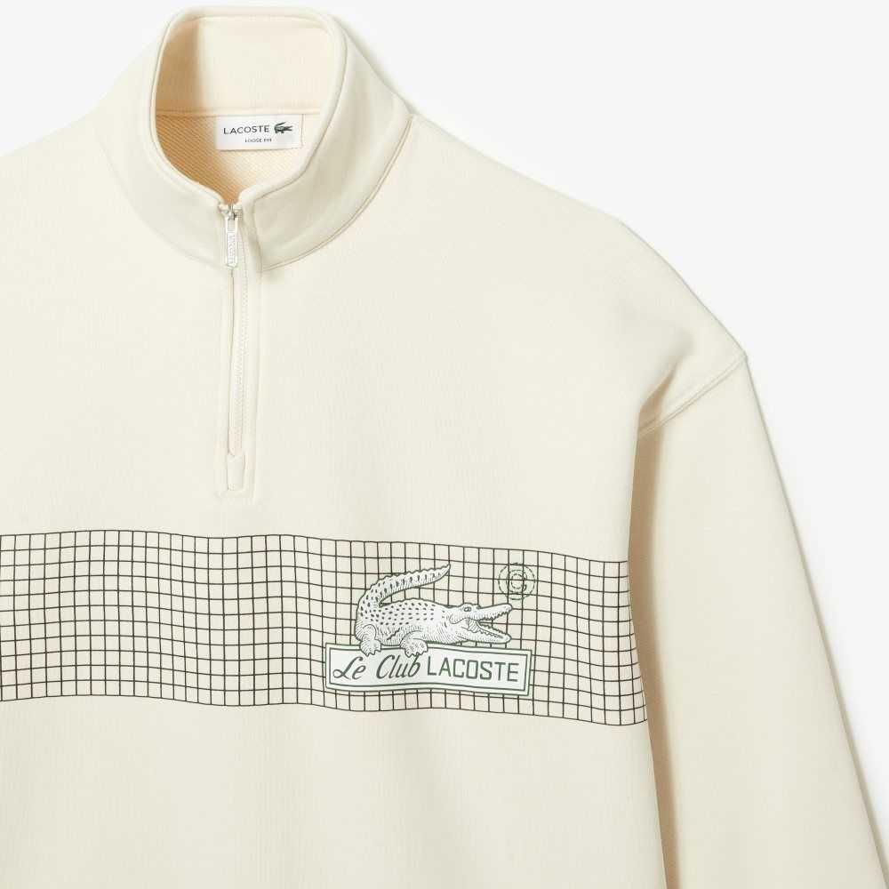 Lacoste Loose Fit Organic Algodon Half Zip Blancas | 6982-XLJKW