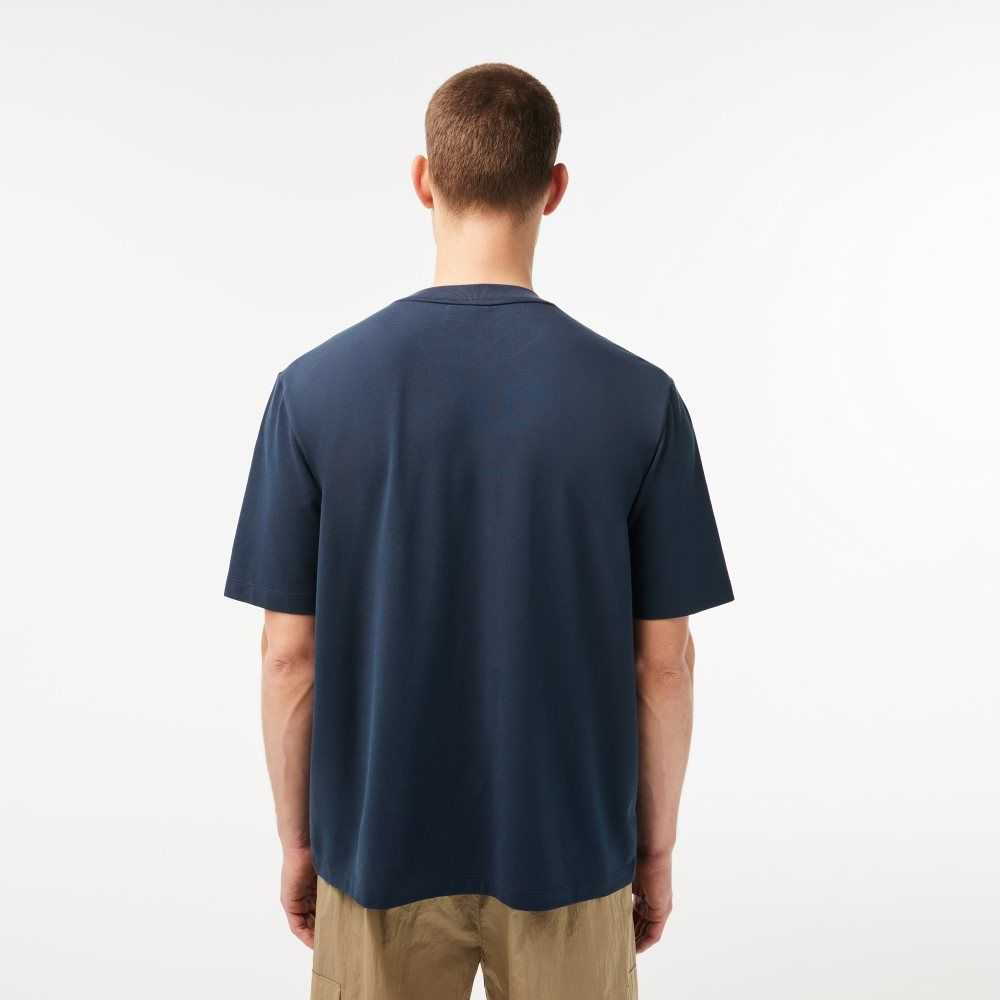 Lacoste Loose Fit Organic Algodon Pique Azules | 0421-OAXGR