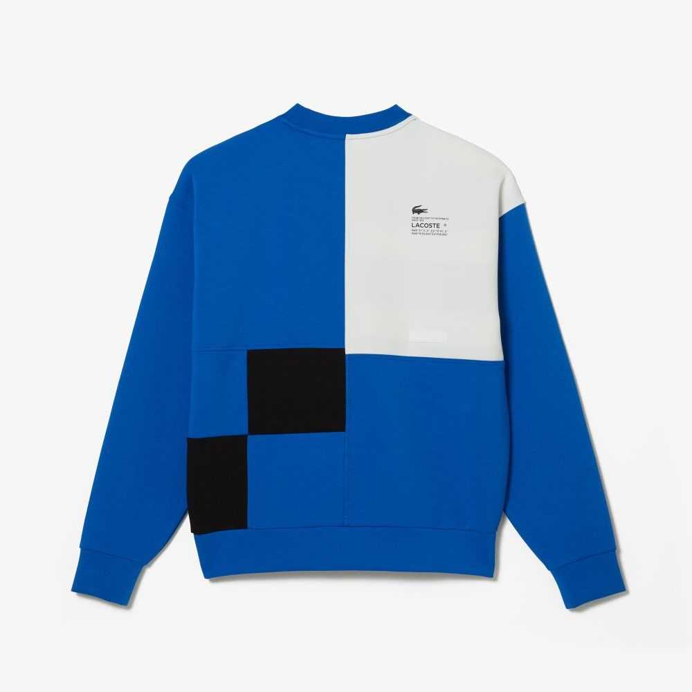 Lacoste Loose Fit Patchwork Effect Azules Blancas | 8763-JGRXU