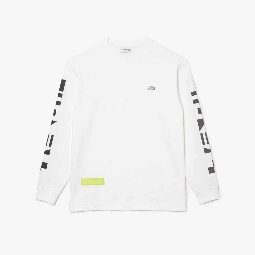 Lacoste Loose Fit Print Blancas | 8425-XTVAN