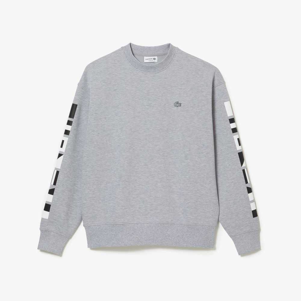 Lacoste Loose Fit Reflective Print Gris | 5683-GTUZA