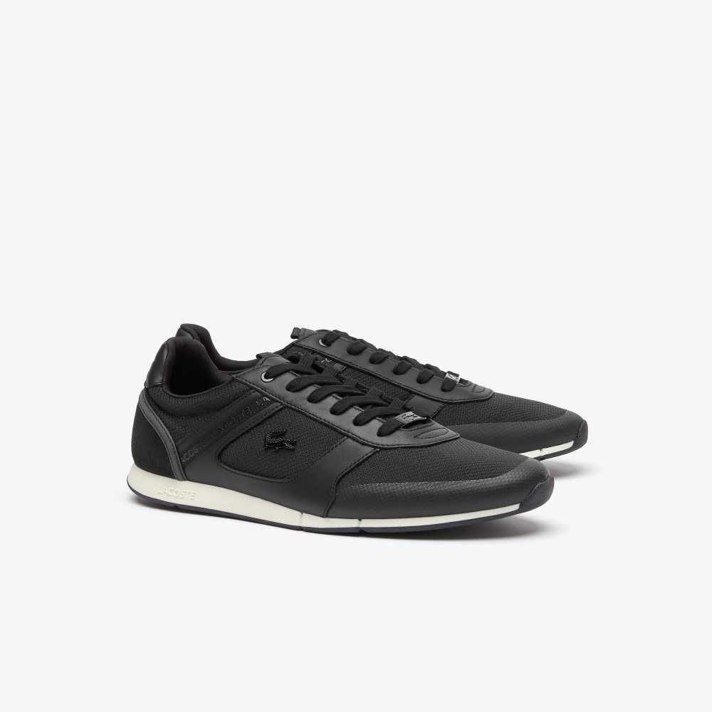 Lacoste Menerva Cuero Negras Blancas | 8739-QDKTB