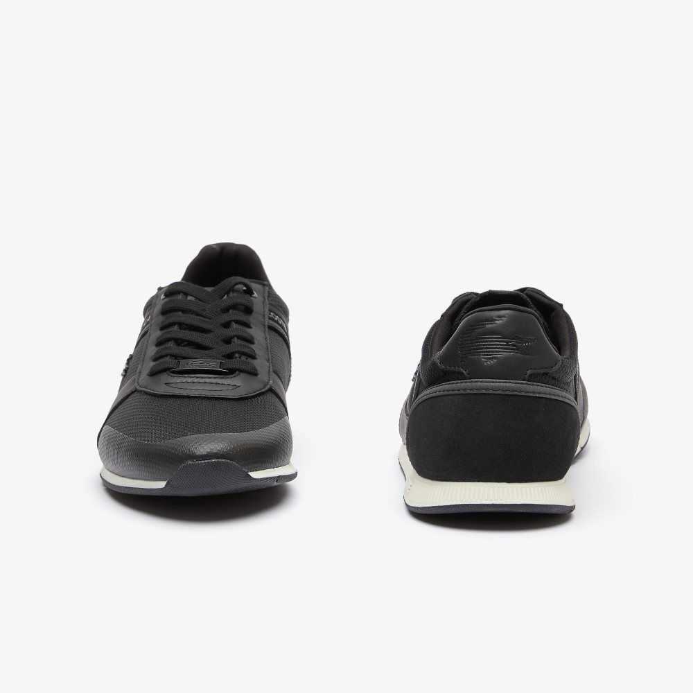 Lacoste Menerva Cuero Negras Blancas | 8739-QDKTB