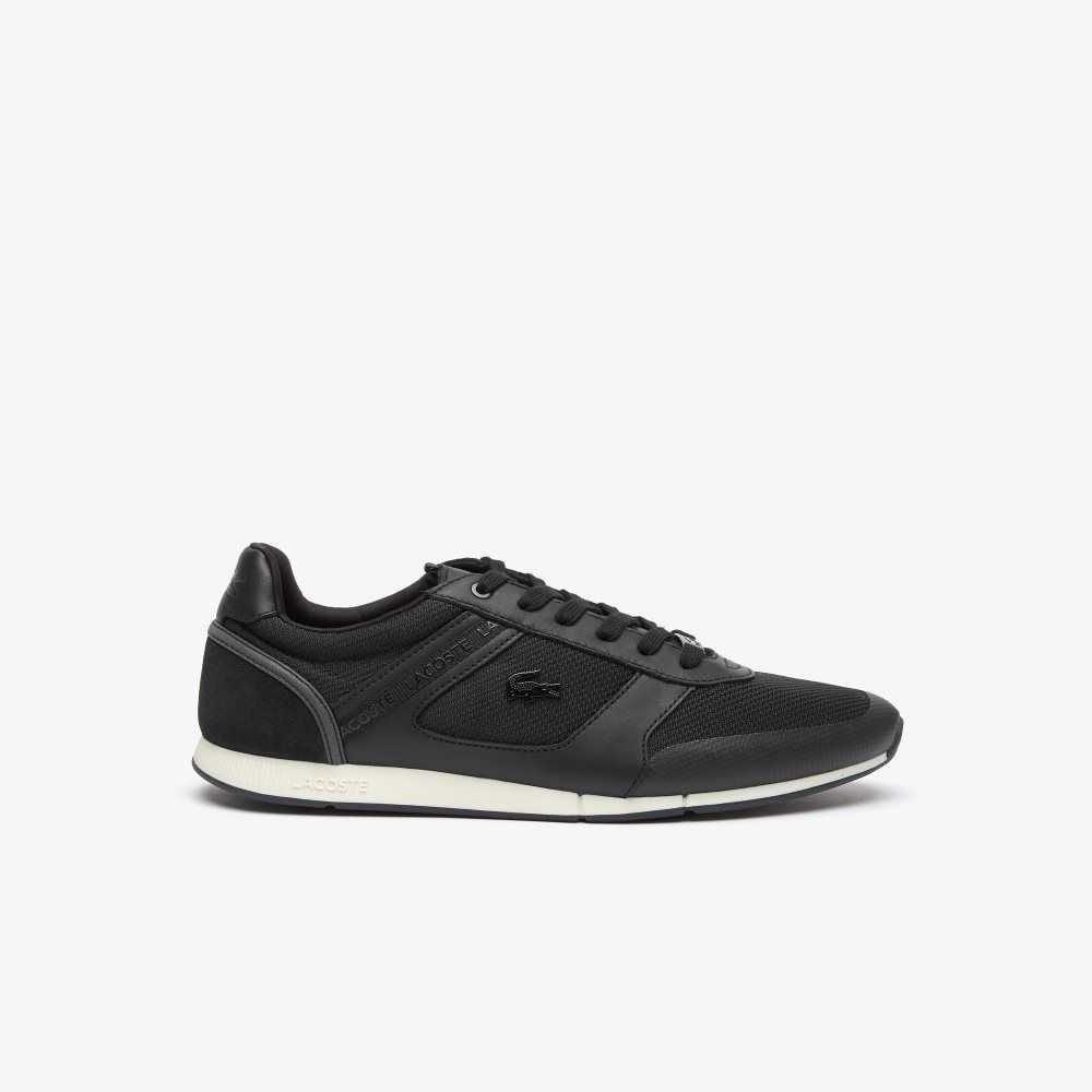 Lacoste Menerva Cuero Negras Blancas | 8739-QDKTB