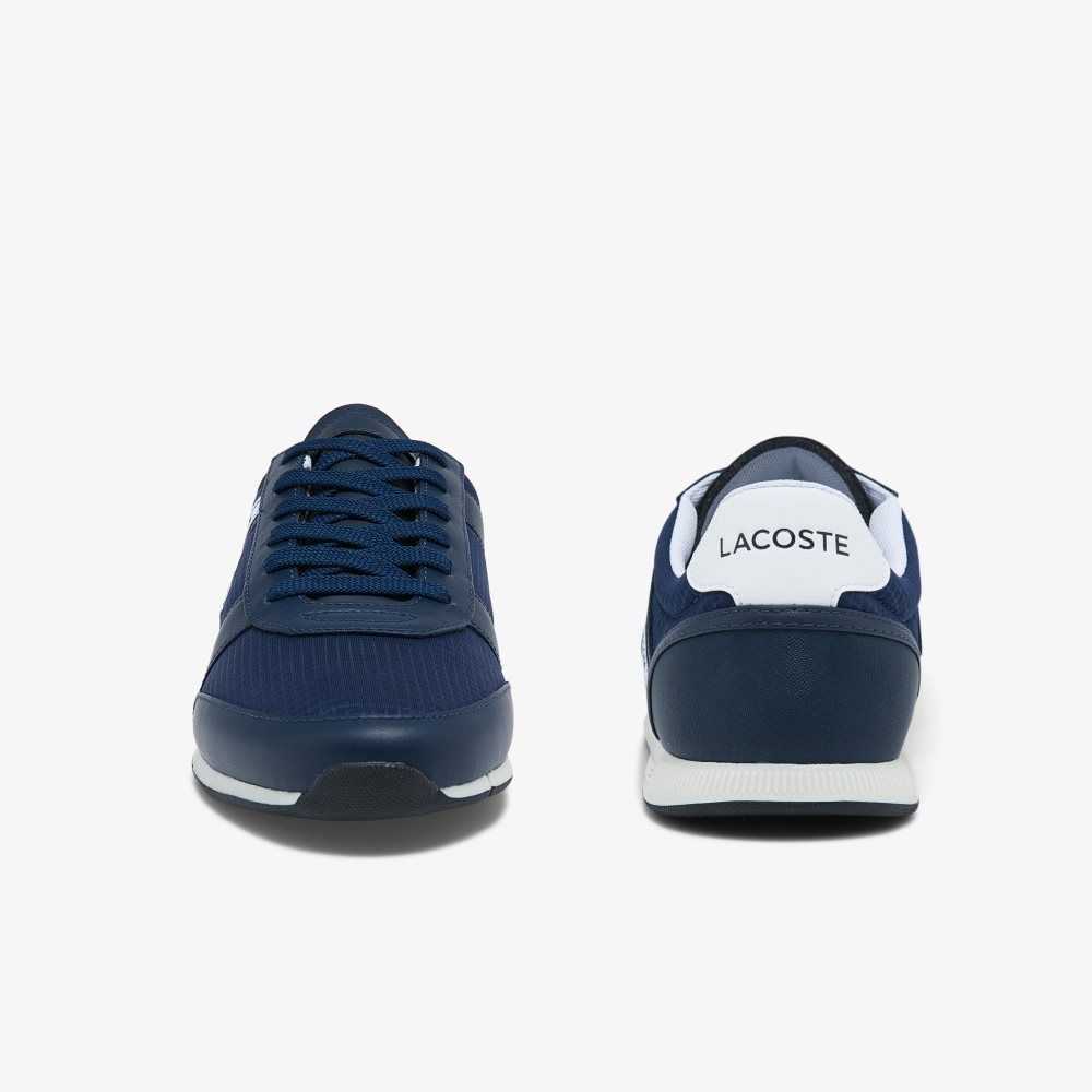 Lacoste Menerva Deporte Cuero Azules Blancas | 6823-KGSYI