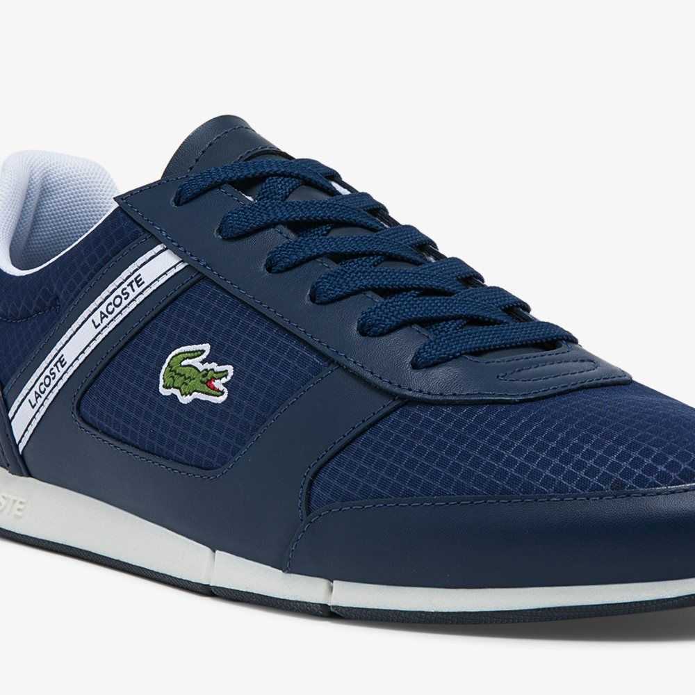 Lacoste Menerva Deporte Cuero Azules Blancas | 6823-KGSYI