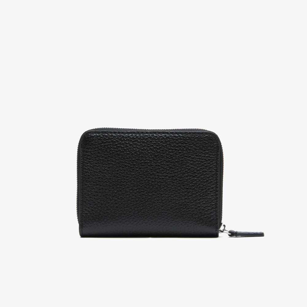 Lacoste Metal Plate Small Zip Wallet Negras | 0615-BMSXV