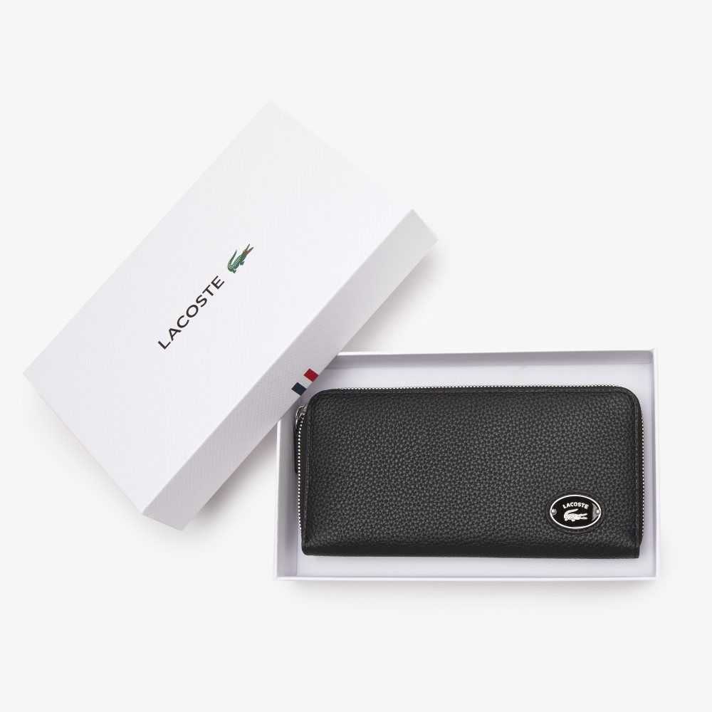 Lacoste Metal Plate Zip Wallet Negras | 4703-KNDIF