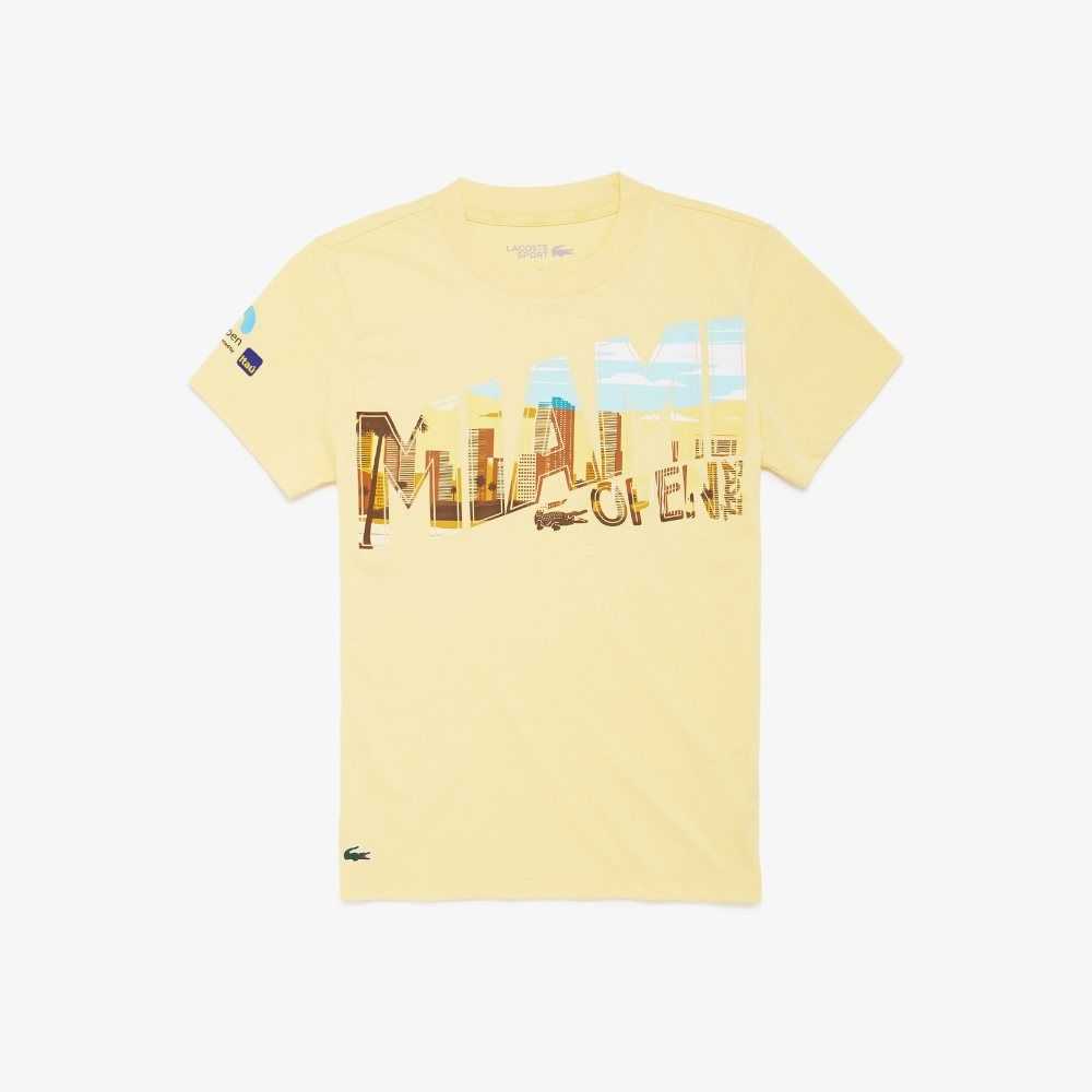 Lacoste Miami Open Miami Estampadas T-shirt Amarillo | 7485-IRGZK