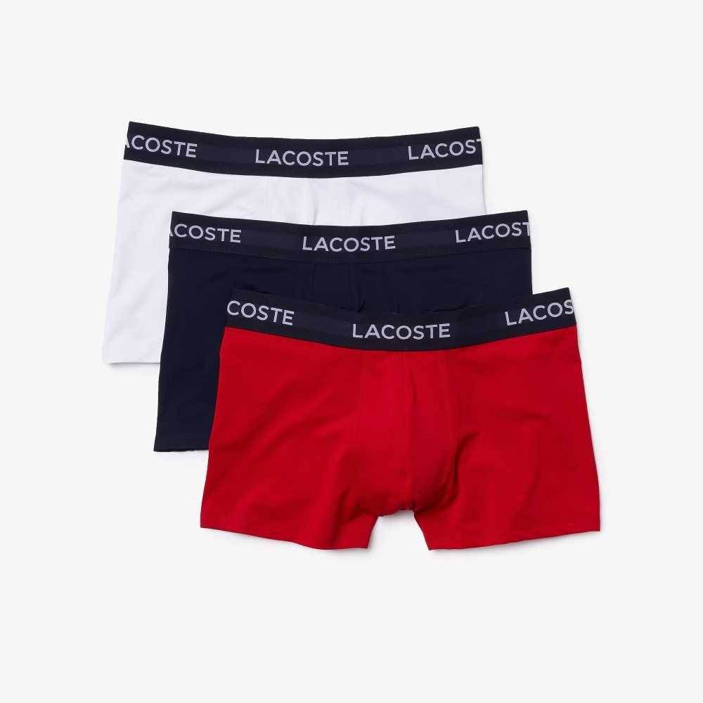 Lacoste Microfiber Trunk 3-Pack Azul Marino Azules Blancas Rojas | 5761-VJRSX