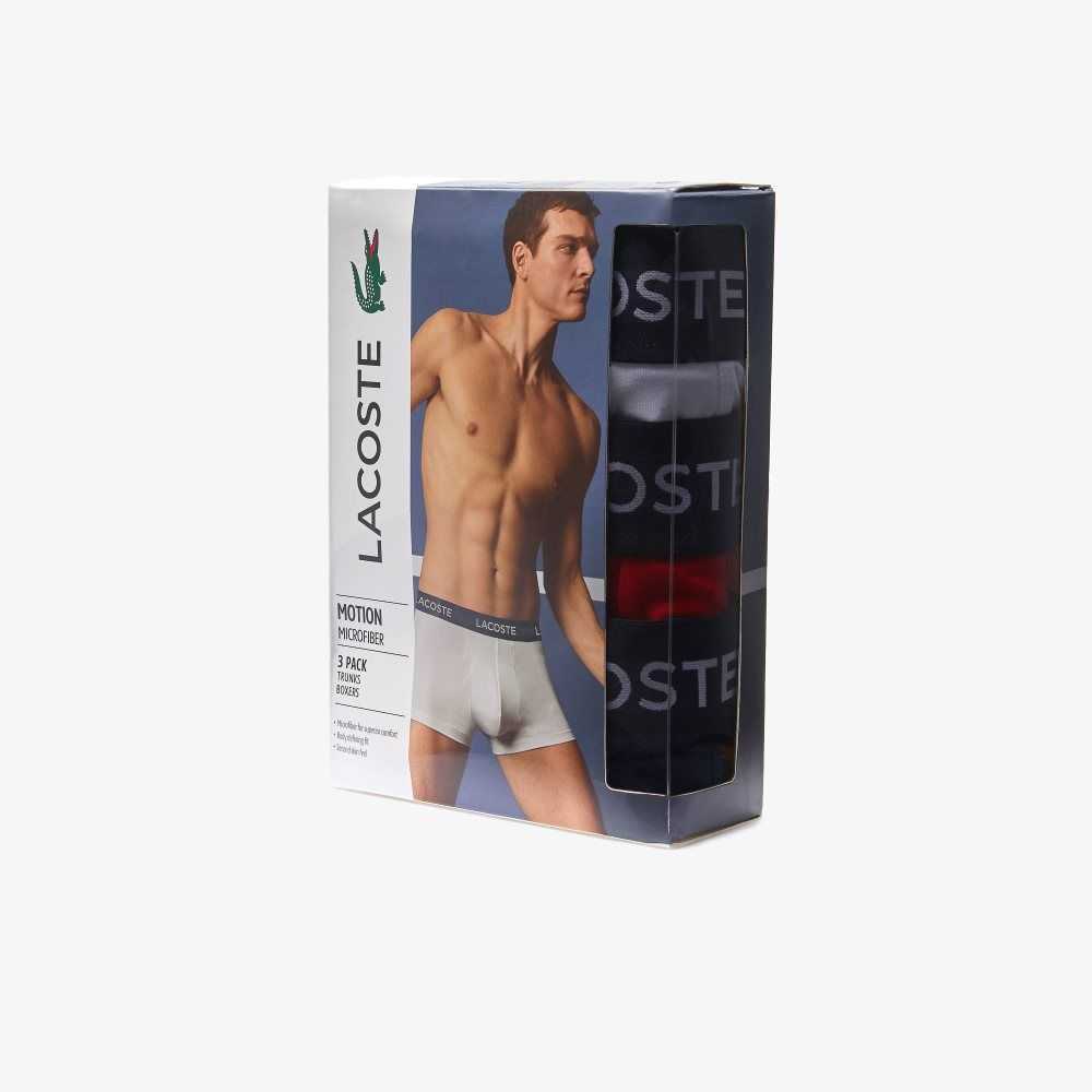 Lacoste Microfiber Trunk 3-Pack Azul Marino Azules Blancas Rojas | 5761-VJRSX