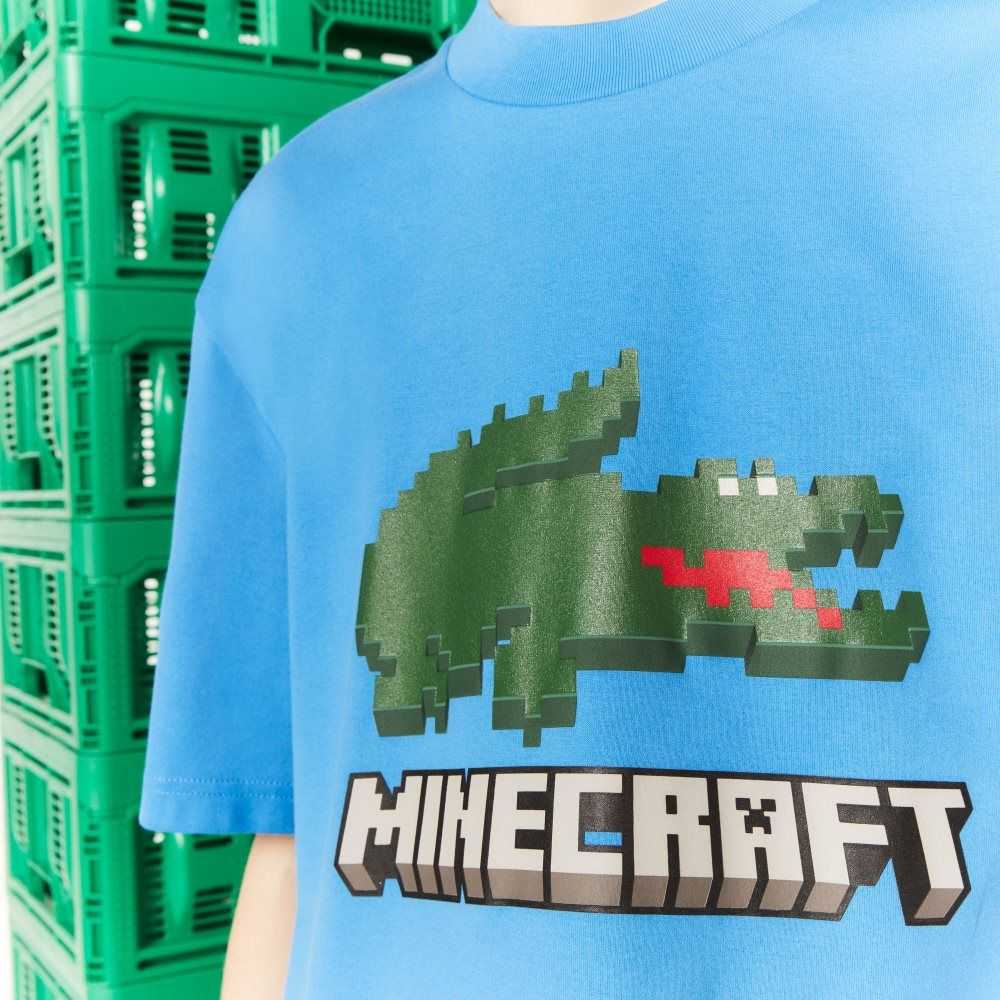 Lacoste Minecraft Print Organic Algodon Azules | 0216-OPIXH