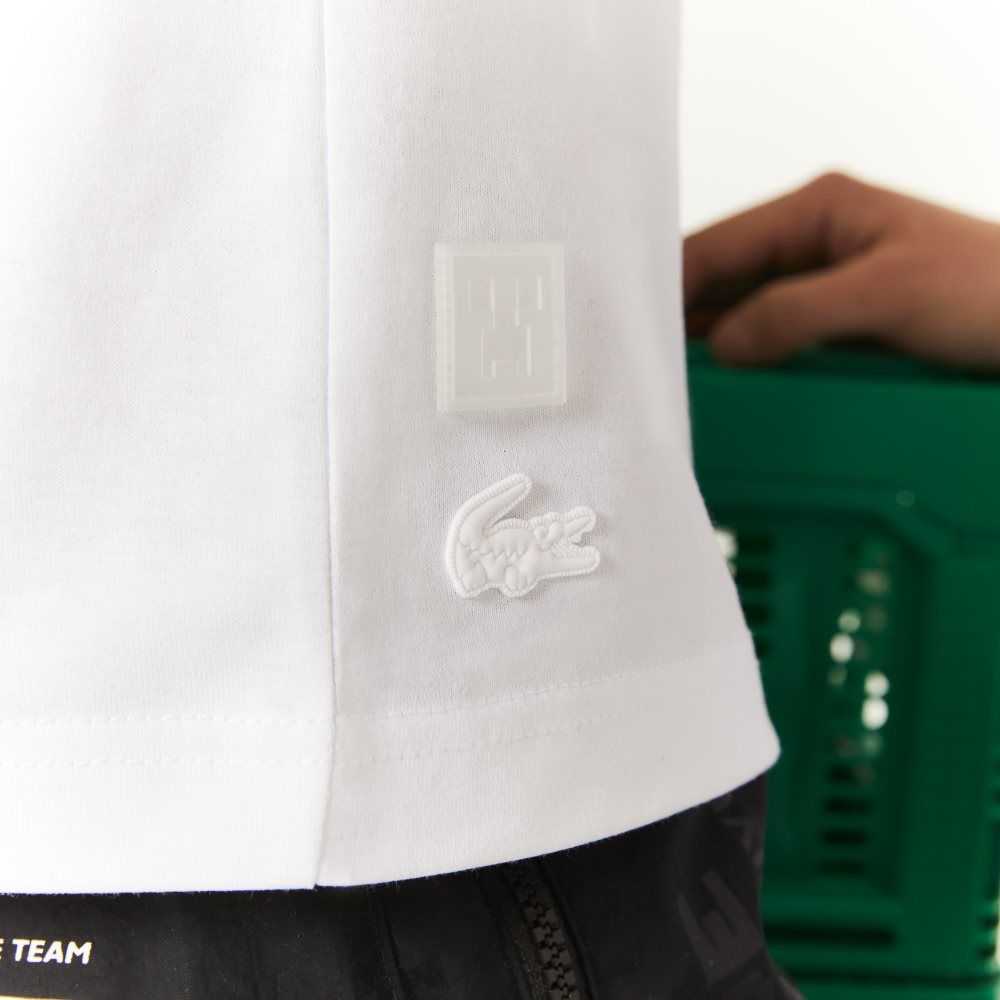 Lacoste Minecraft Print Organic Algodon T-Shirt Blancas | 5286-UEQCK