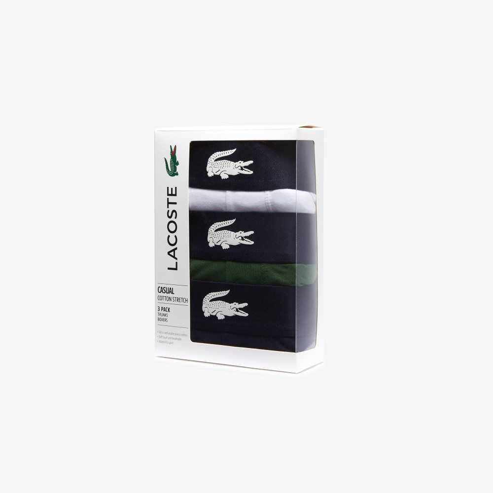 Lacoste Mismatched Stretch Algodon Trunk 3-Pack Verde Azul Marino Azules Blancas | 3265-FZVQM