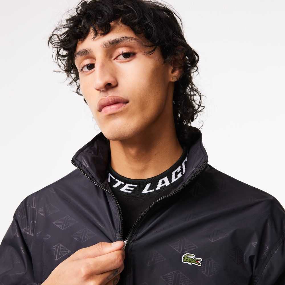 Lacoste Monogram Print Pista Jacket Negras | 5614-FYGDU