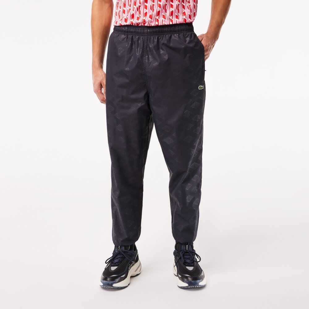 Lacoste Monogram Print Pista Pants Negras | 7806-PTZHU