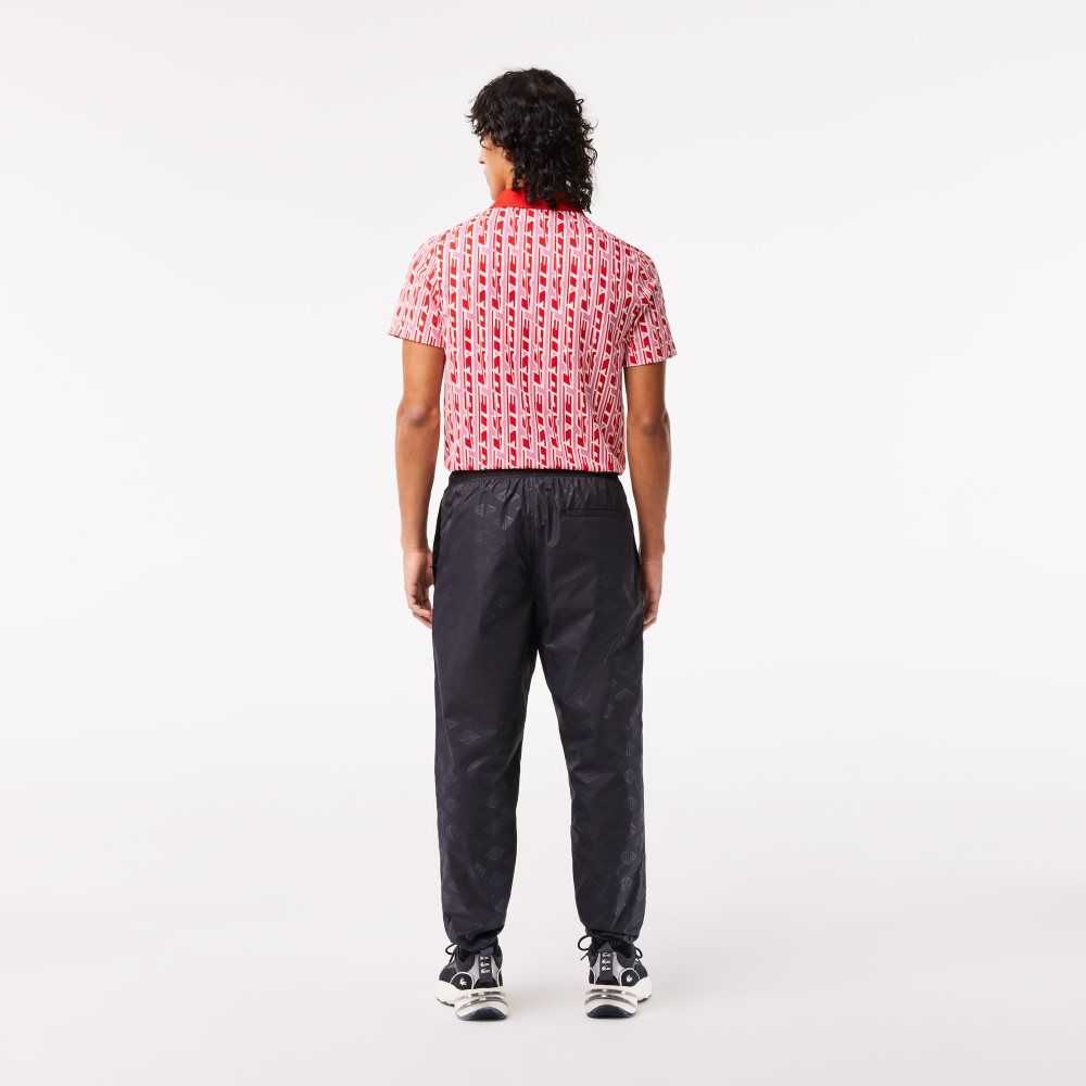 Lacoste Monogram Print Pista Pants Negras | 7806-PTZHU