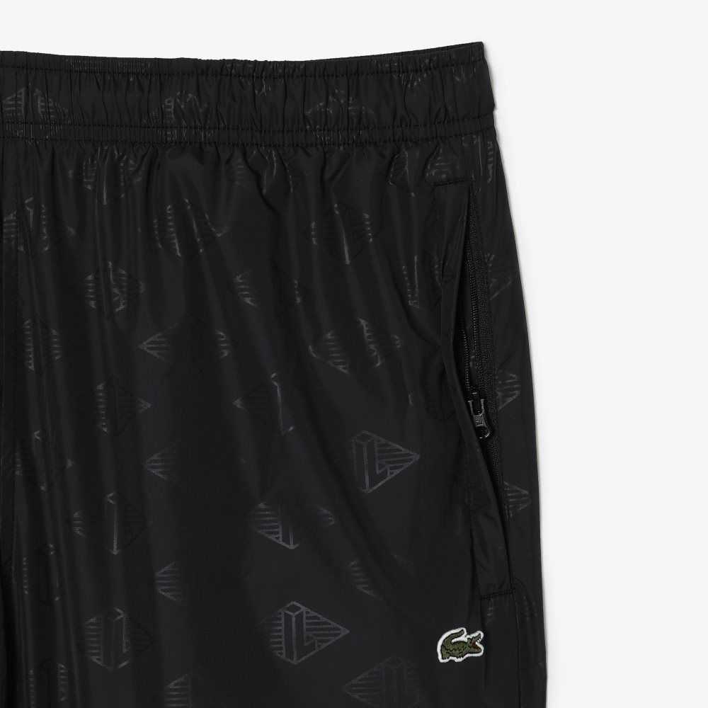 Lacoste Monogram Print Pista Pants Negras | 7806-PTZHU