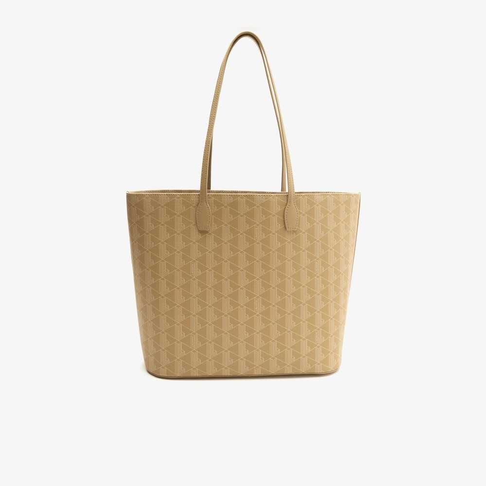 Lacoste Monogram Print Tote Beige | 5630-BHWVE