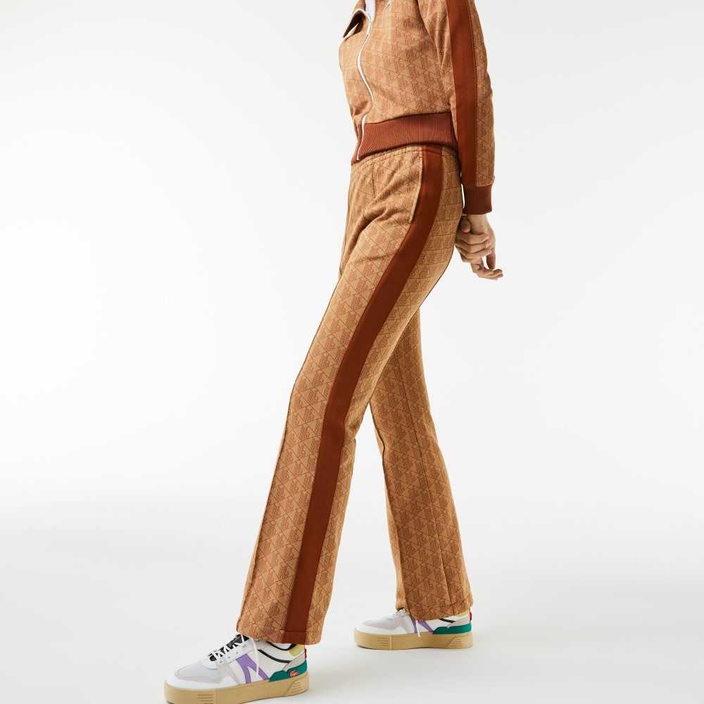 Lacoste Monogram Print Trackpants Beige Marrones | 0731-ARVDX