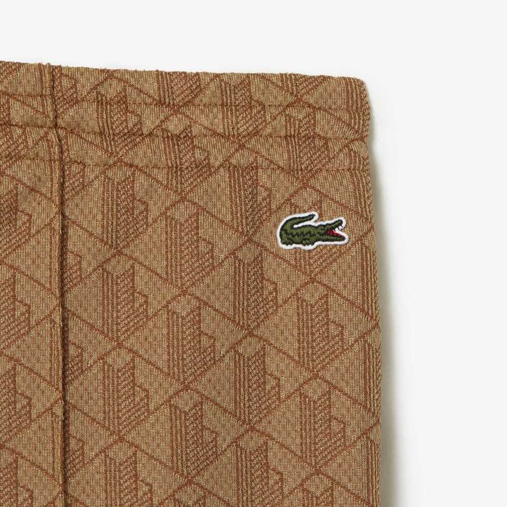 Lacoste Monogram Print Trackpants Beige Marrones | 0731-ARVDX